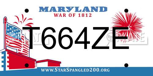 T664ZE Maryland License Plate