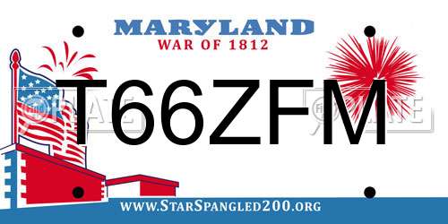 T66ZFM Maryland License Plate