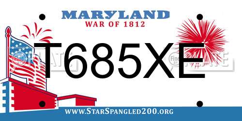 T685XE Maryland License Plate
