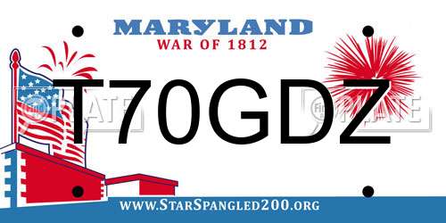 T70GDZ Maryland License Plate