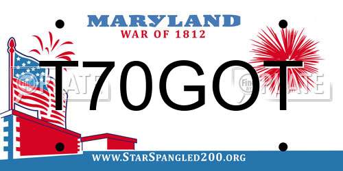 T70GOT Maryland License Plate