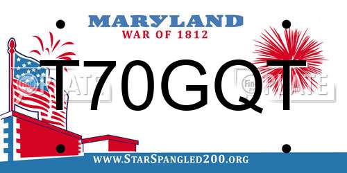 T70GQT Maryland License Plate