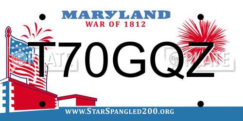 T70GQZ Maryland License Plate