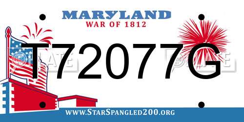 T72077G Maryland License Plate