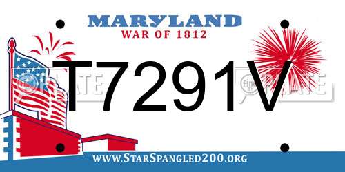 T7291V Maryland License Plate