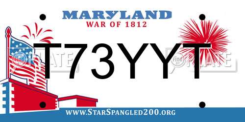 T73YYT Maryland License Plate