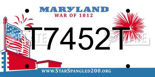 T7452T Maryland License Plate