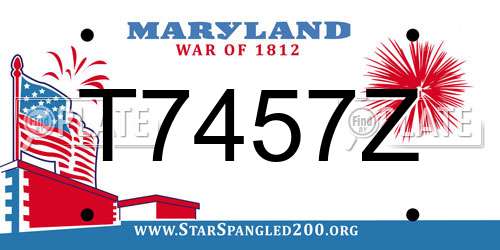 T7457Z Maryland License Plate