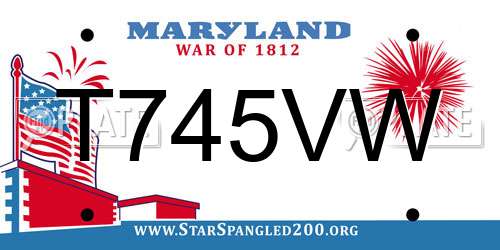 T745VW Maryland License Plate