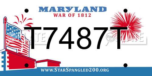 T7487T Maryland License Plate