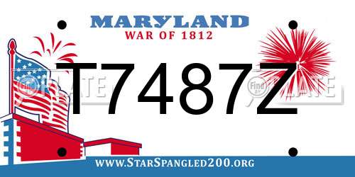 T7487Z Maryland License Plate