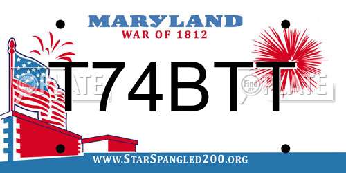 T74BTT Maryland License Plate