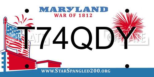 T74QDY Maryland License Plate
