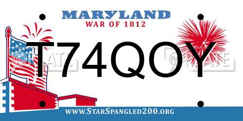 T74QOY Maryland License Plate