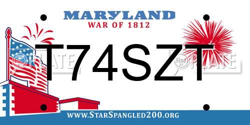 T74SZT Maryland License Plate