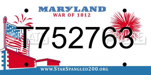 T752763 Maryland License Plate