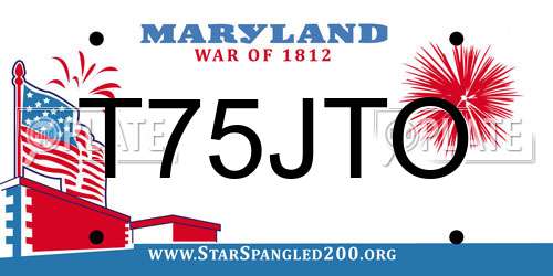 T75JTO Maryland License Plate