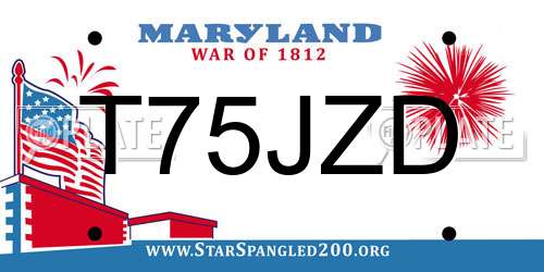 T75JZD Maryland License Plate