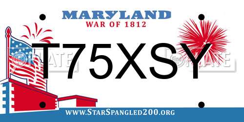 T75XSY Maryland License Plate