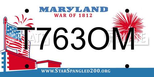 T763OM Maryland License Plate
