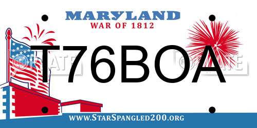 T76BOA Maryland License Plate