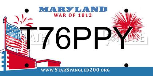 T76PPY Maryland License Plate