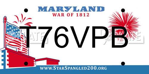 T76VPB Maryland License Plate