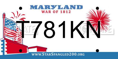 T781KN Maryland License Plate