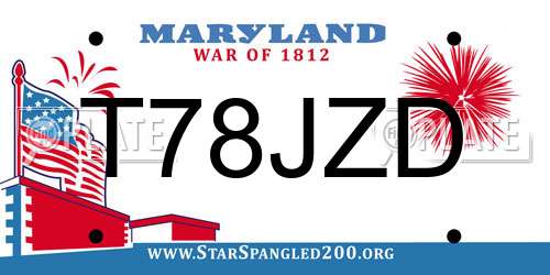 T78JZD Maryland License Plate