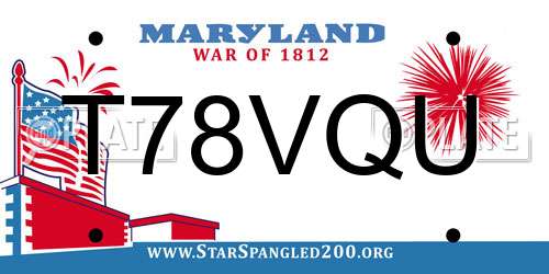 T78VQU Maryland License Plate