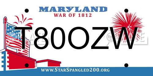 T80OZW Maryland License Plate