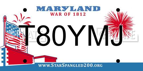 T80YMJ Maryland License Plate