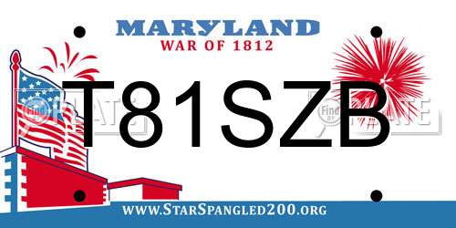 T81SZB Maryland License Plate