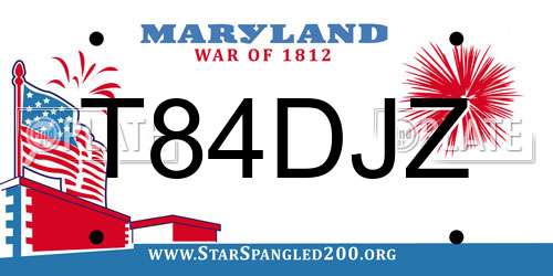 T84DJZ Maryland License Plate