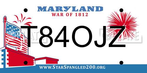 T84OJZ Maryland License Plate