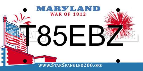 T85EBZ Maryland License Plate
