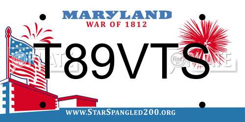 T89VTS Maryland License Plate