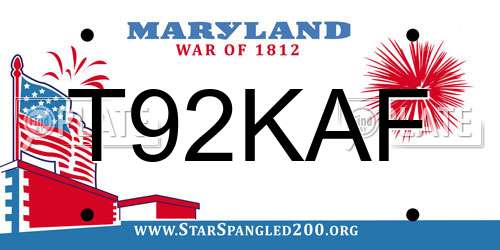 T92KAF Maryland License Plate