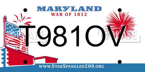 T981OV Maryland License Plate