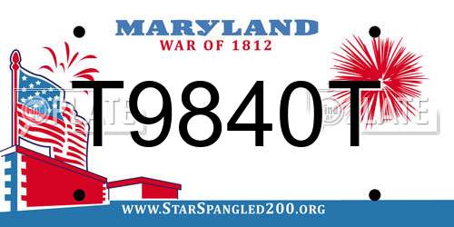 T9840T Maryland License Plate