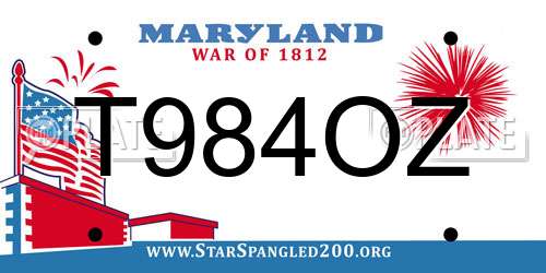 T984OZ Maryland License Plate