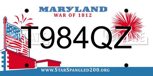 T984QZ Maryland License Plate