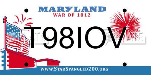 T98IOV Maryland License Plate