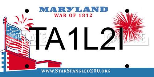TA1L2I Maryland License Plate
