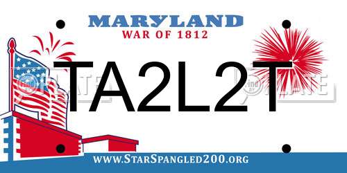 TA2L2T Maryland License Plate