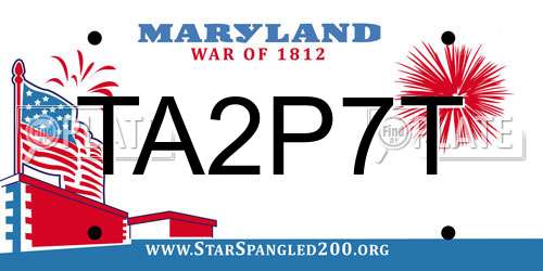 TA2P7T Maryland License Plate
