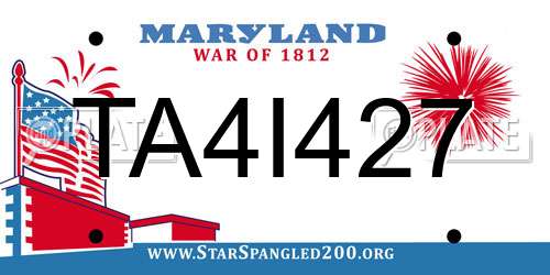 TA4I427 Maryland License Plate