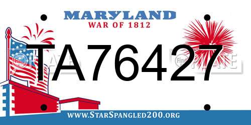 TA76427 Maryland License Plate
