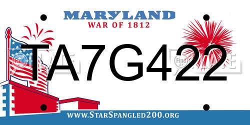 TA7G422 Maryland License Plate