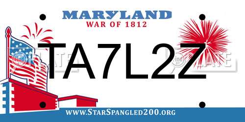 TA7L2Z Maryland License Plate